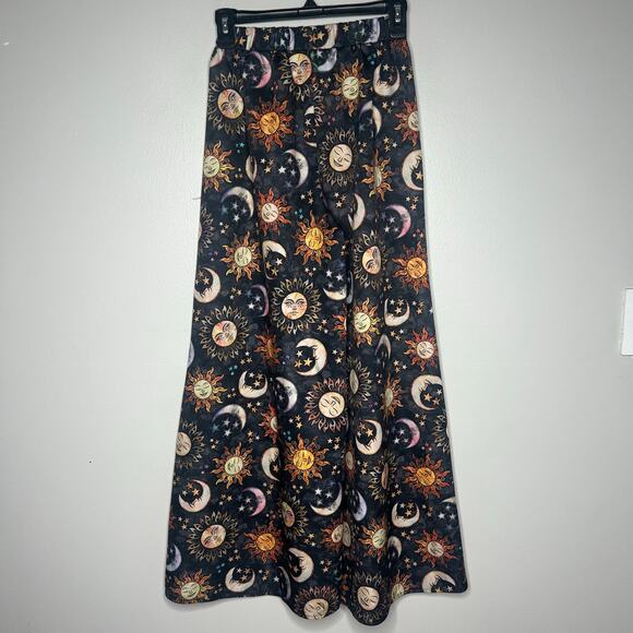 Women's Celestial Wide Leg Pull On Pants Size XS Stars Moons Boho Gypsy Festival - Picture 1 of 11